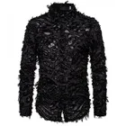Рубашка S0310 Мужская кружевная с перьями, однотонная удобная модная одежда для ночного клуба, Повседневная вечервечерние сорочка с длинным рукавом