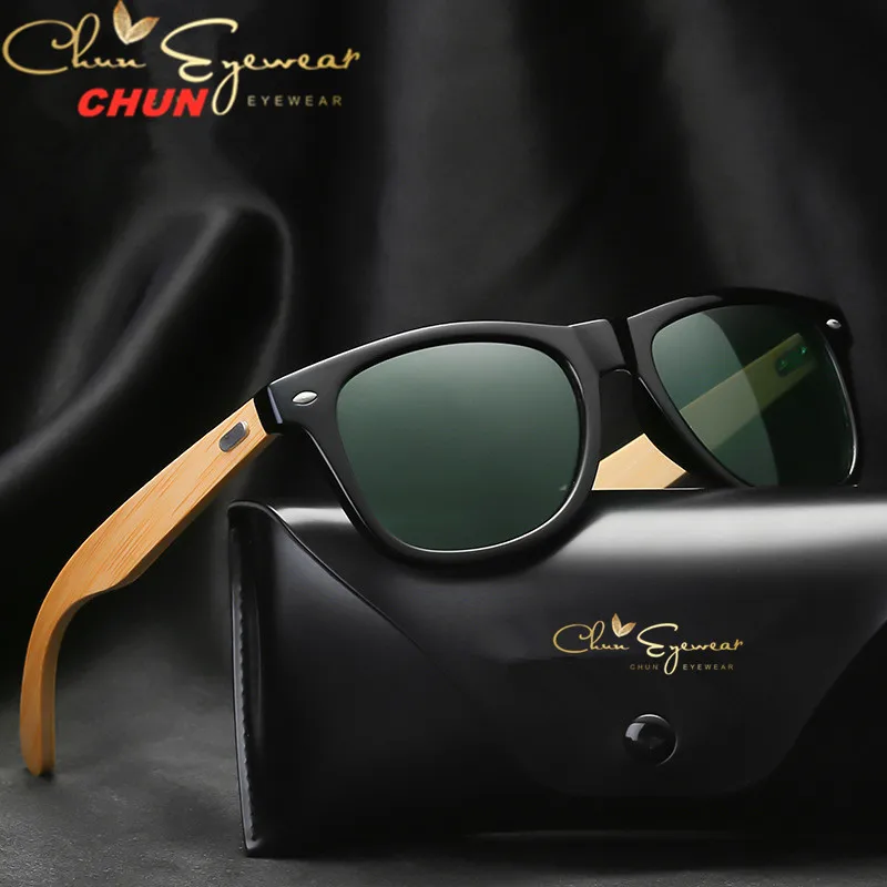 Солнцезащитные очки с бамбуковыми дужками для мужчин и женщин поляризационные