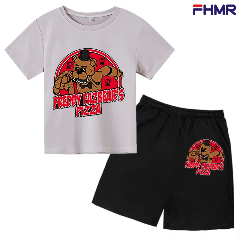 

2021 Kids Clothes Suit Teen Boys Fnaf Suit Outfits Print Funny T-shirt And Shorts Summer Girl Boy Suits Tees Top Suits 4 To 14 Y