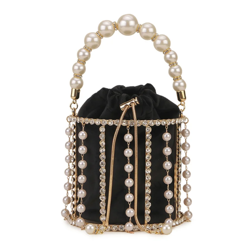 

Роскошный Вечерний Клатч Стразы с жемчугом, женская сумка-мешок ручной работы с бисером и стразами, кошельки и сумочки для свадебной вечери...