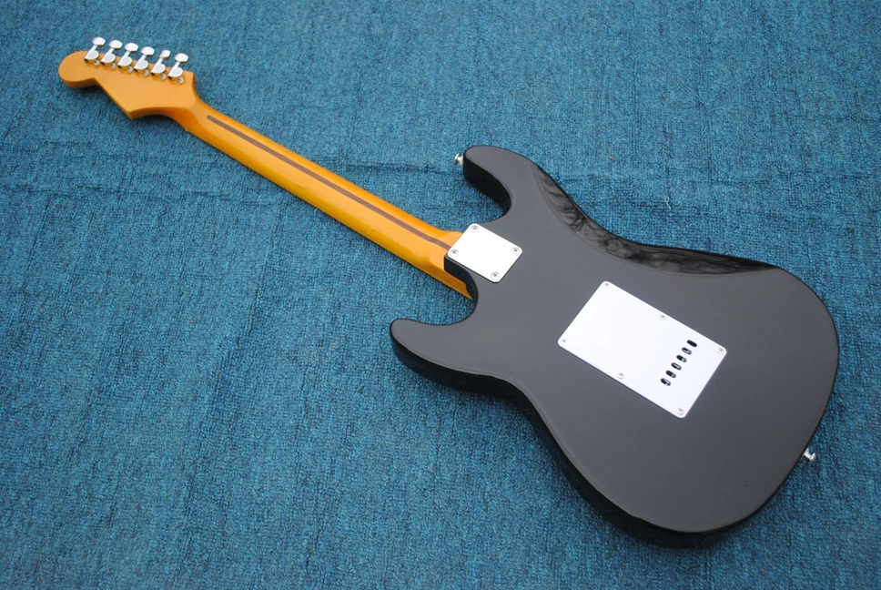 Электрическая гитара черного цвета, сделано в Китае, древесина клена, 22 лада, красивая и крутая