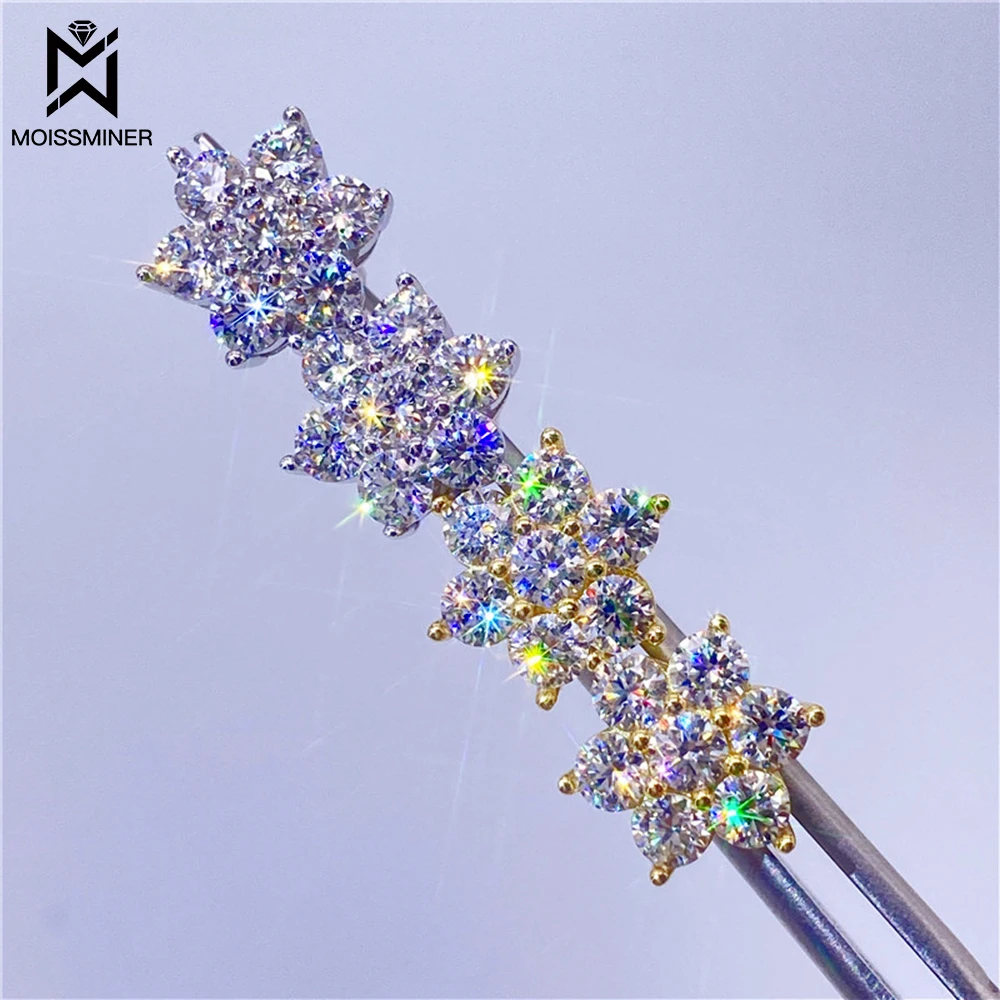 Moissanite Earrings For Women Six-Point Star S925 Silver Real Diamond Iced Out Ear Studs Men High-End Jewelry Pass Tester