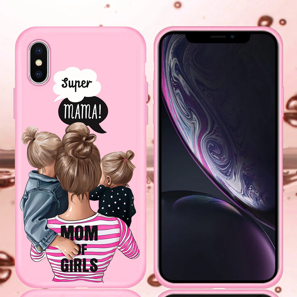 Для fundas iPhone 11 Pro 6 6S 7 8 plus X XS Max XR я люблю маму бледно розовый цвет мобильный телефон