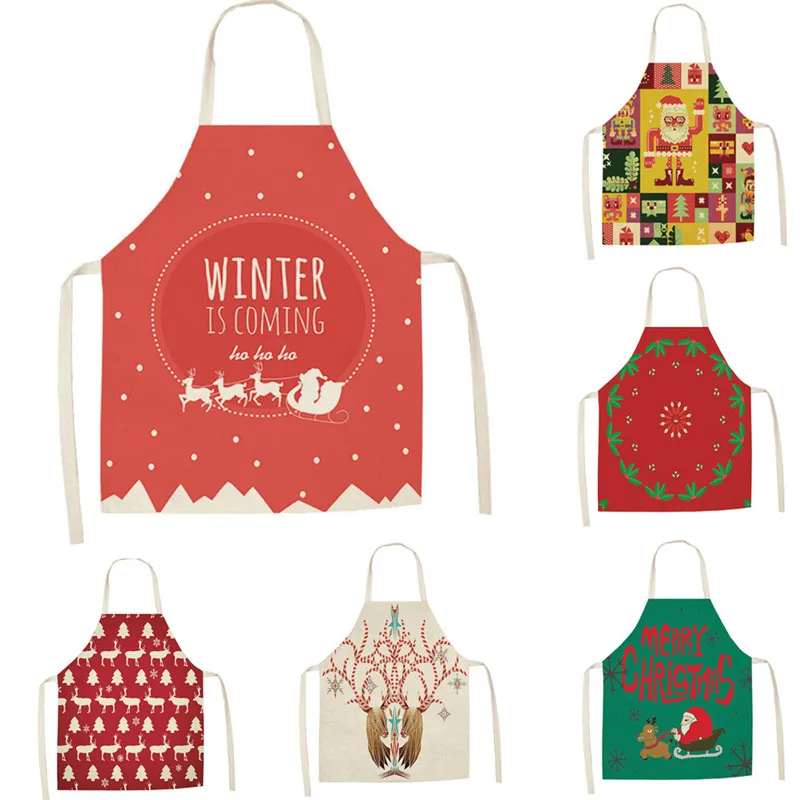 1 шт. веселый новогодний фартук для женщин сарафан Санта Клаус хлопковые льняные