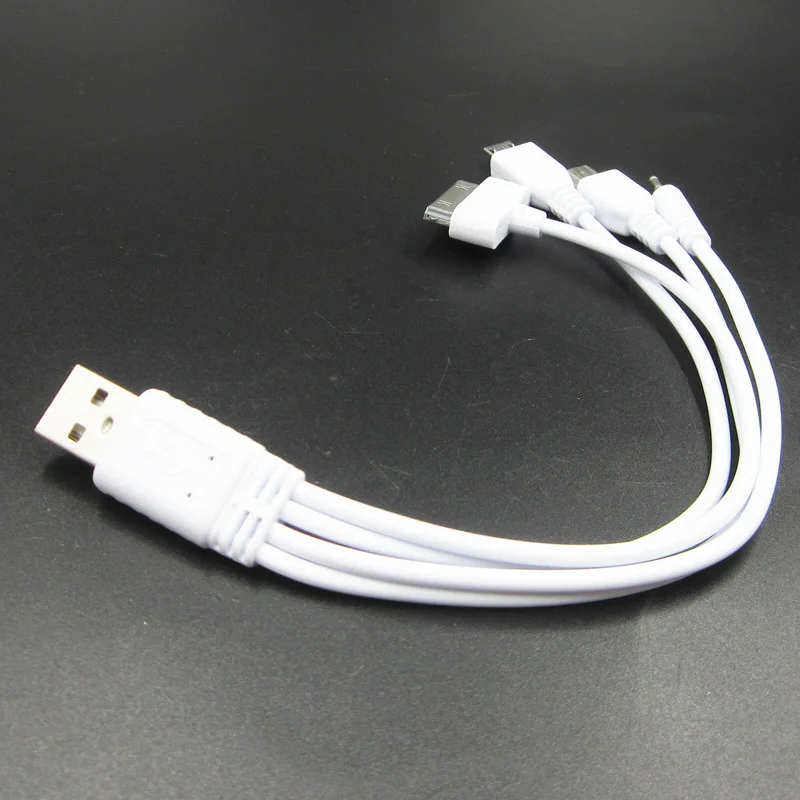 Премиум Белый 4 в 1 Автомобильный Мини USB адаптер зарядное устройство aux кабель 2 0