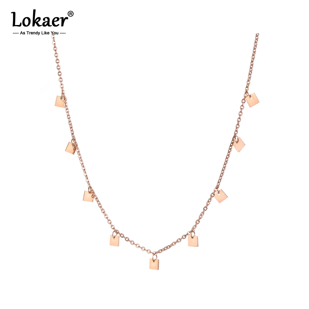 Ожерелье чокер Lokaer N18274 из нержавеющей стали маленькие квадратные украшения