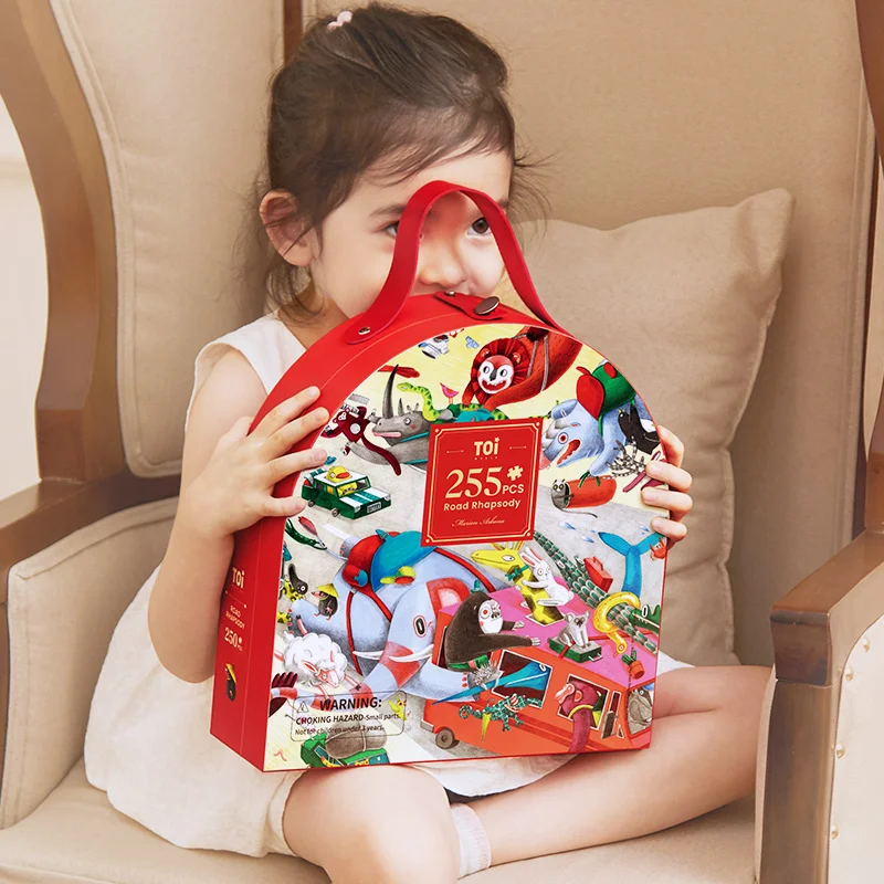 

Toi Children Early Educational 255 Pieces Road Rhapsody Baby Colorful Popular Cartoon Gift Box Paper Jigsaw Puzzle Toys