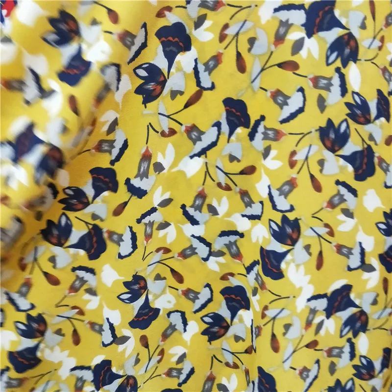 Полиэстер Цветочный принт креп Fbric для High-End украшение дома из исинской глины