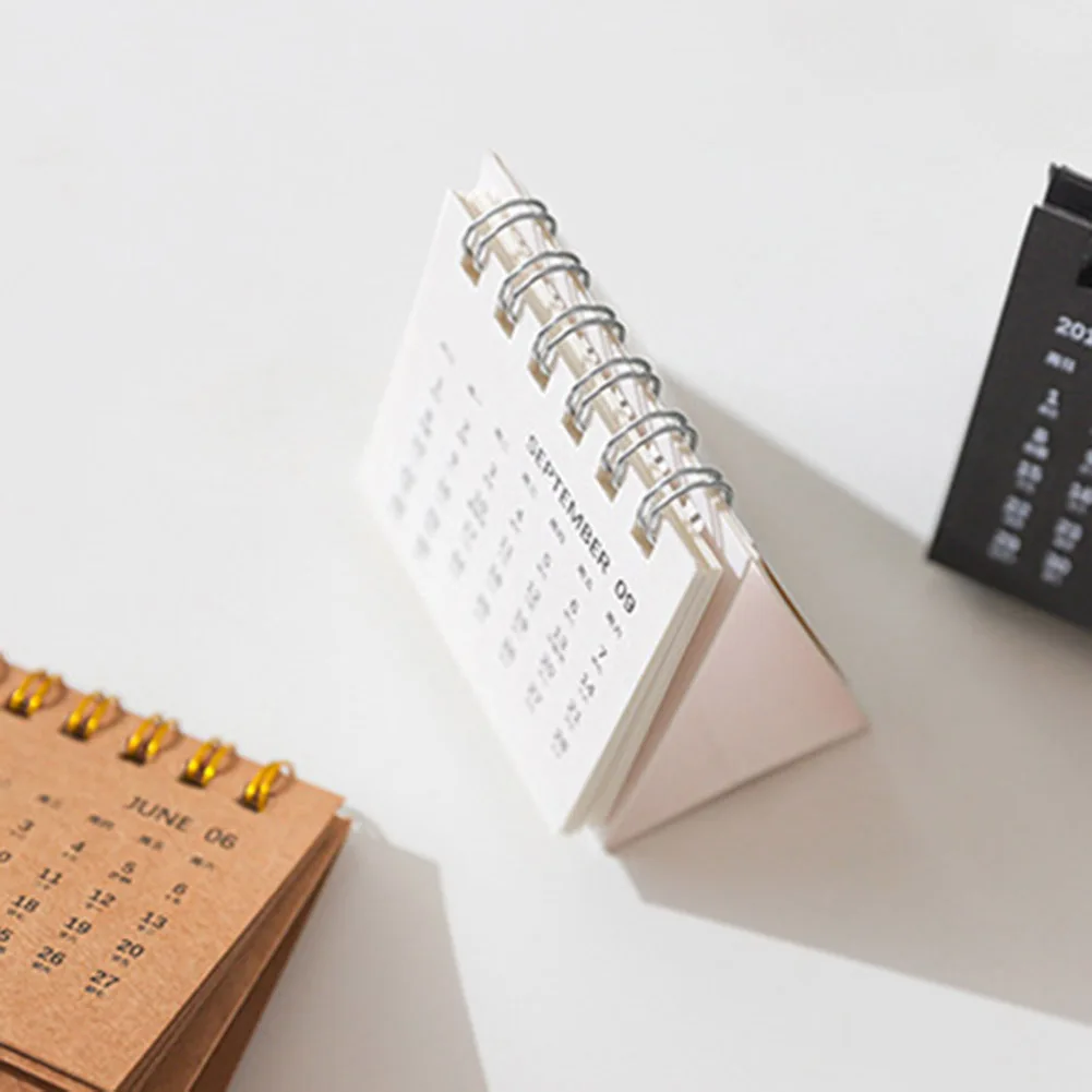 

2021 New Year Mini Desk Calendar Simple Desk Coil Notepad Kraft Paper Calendar Daily Schedule