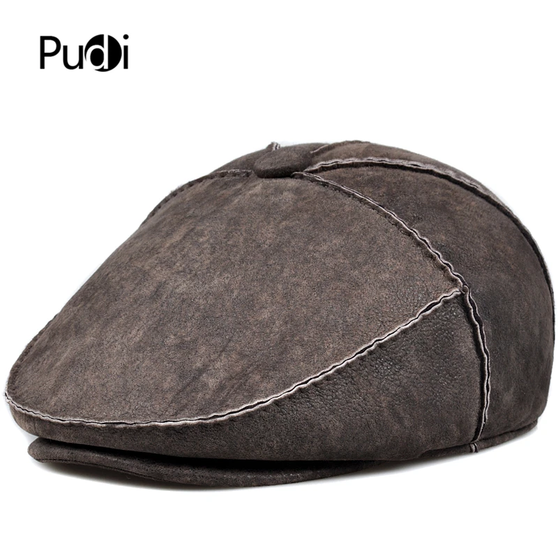 

Мужская зимняя теплая шапка Pudi из натурального меха, берет, новинка 2019, Мужская бейсболка из натуральной кожи с одним мехом, шапки HL909