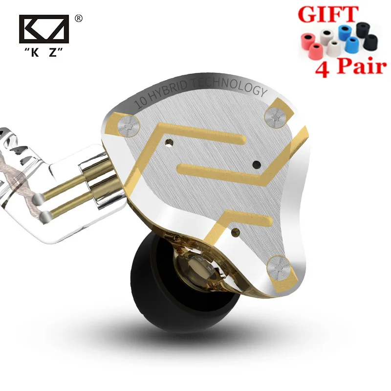 KZ ZS10 Pro металлическая гарнитура 4BA+ 1DD гибридные блоки HIFI бас наушники в ухо монитор наушники шумоподавление наушники KZ ZSN AS16