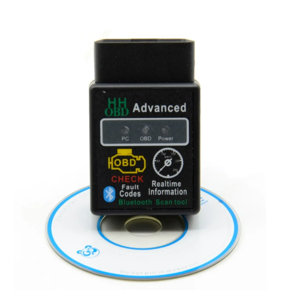 HH OBD расширенный мини ELM327 v2.1 черный Bluetooth OBD2 автомобильный CAN беспроводной адаптер