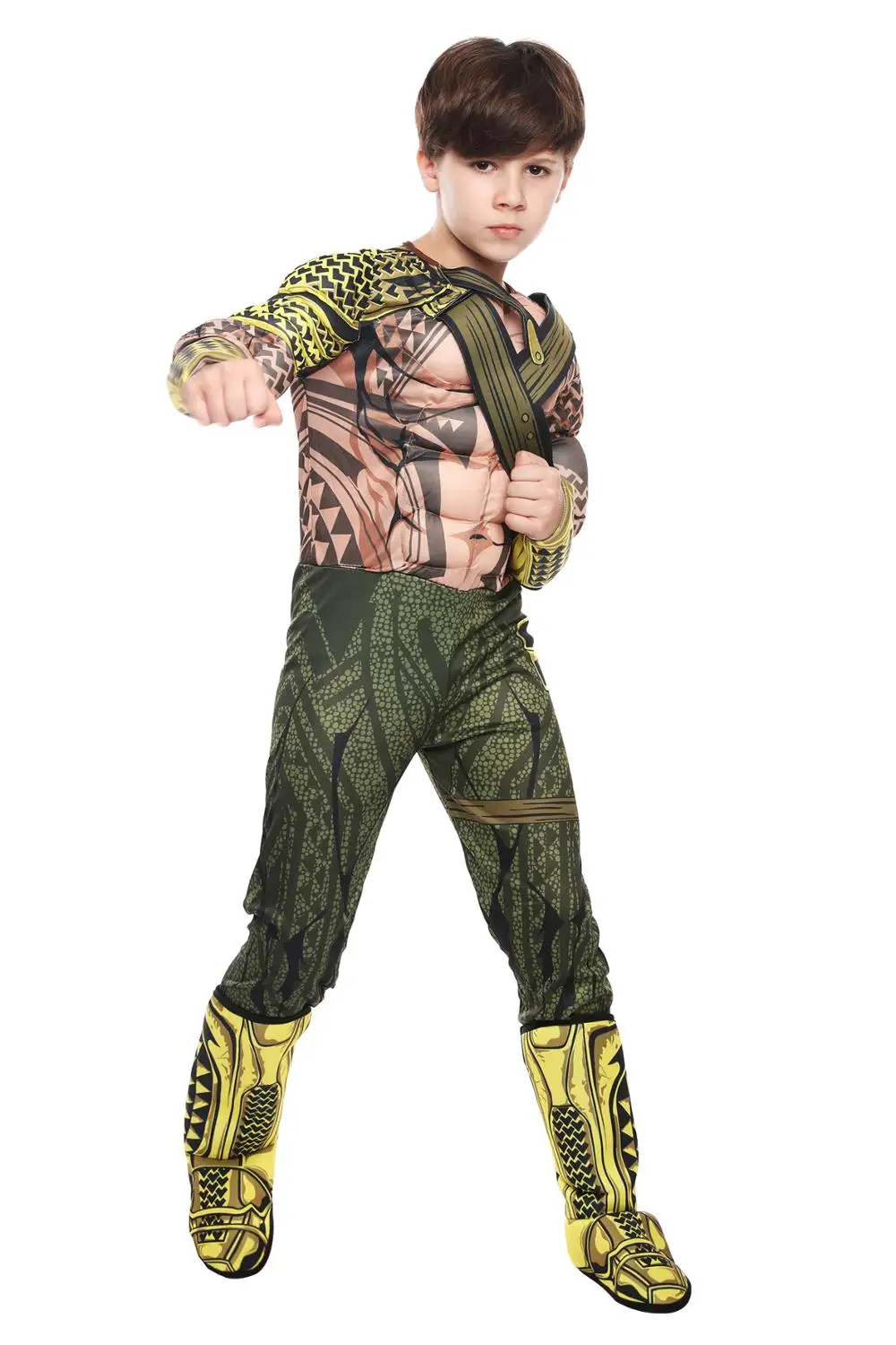 Делюкс Детский Мышечный Правосудие Аквамен Хеллоуин Костюм Мальчик Рассвет DC