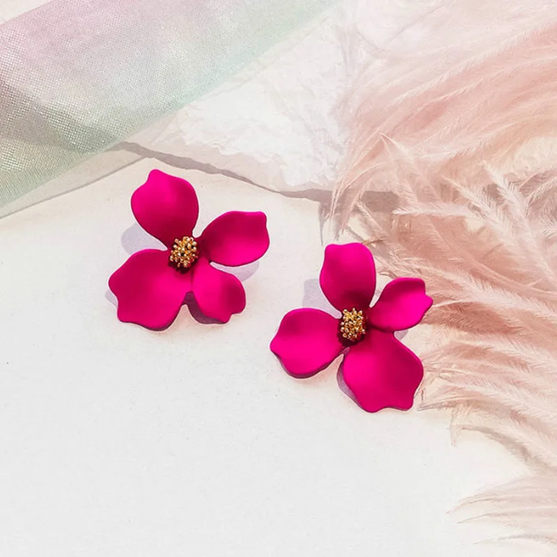 New Fashion Red Green Blue Yellow White Colors Flower Shape Bohemian Bridal Wedding Studs Earrings For Women Girls Party Jewelry | Украшения