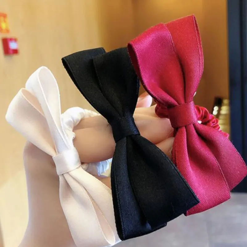 

Bowknot Elastic Hair Bands Ribbon Hair Tie And Accessories Bow Tie Pure Folded Rubber Band Scrunchie Elegant Ponytail For Women