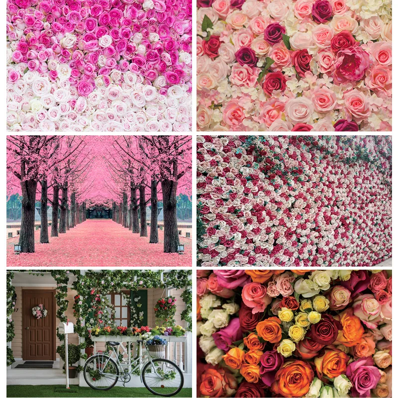 

SHENGYONGBAO Valentine's Day Rose Flower Photography Background Birthday Party Wedding Child Photo Backdrop Studio 210314RAI-03