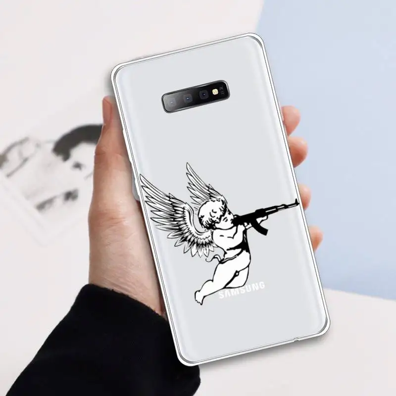 

Angel Cupid Simple lines Phone Case Transparent For Samsung Galaxy A 71 21s S note 8 9 10 plus 20 ultra