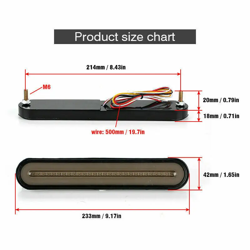 

2Pcs 100LED Car Truck DRL LED Light Bar Brake Flowing Turn Signal Stop Tail Strip 12V