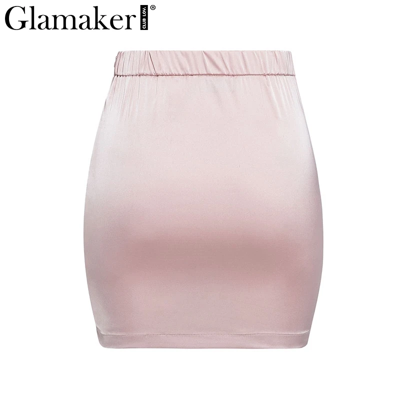 Glamaker, плиссированные Сатиновые женские юбки, высокая талия, осенняя юбка, Женская облегающая винтажная Сексуальная мини-юбка на каждый день, короткая Зимняя юбка, низ