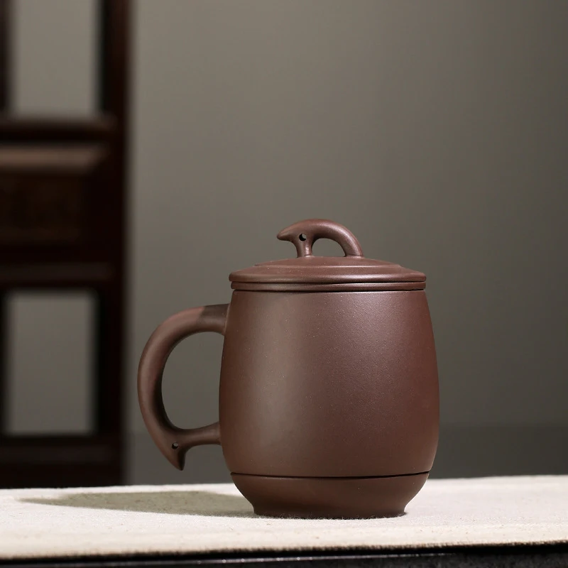 Purple Grit Teacup with Filter Yixing Clay Tea Cups Chinese Handmade Cup Lid Infuser Office Ceremony Accessories | Дом и сад