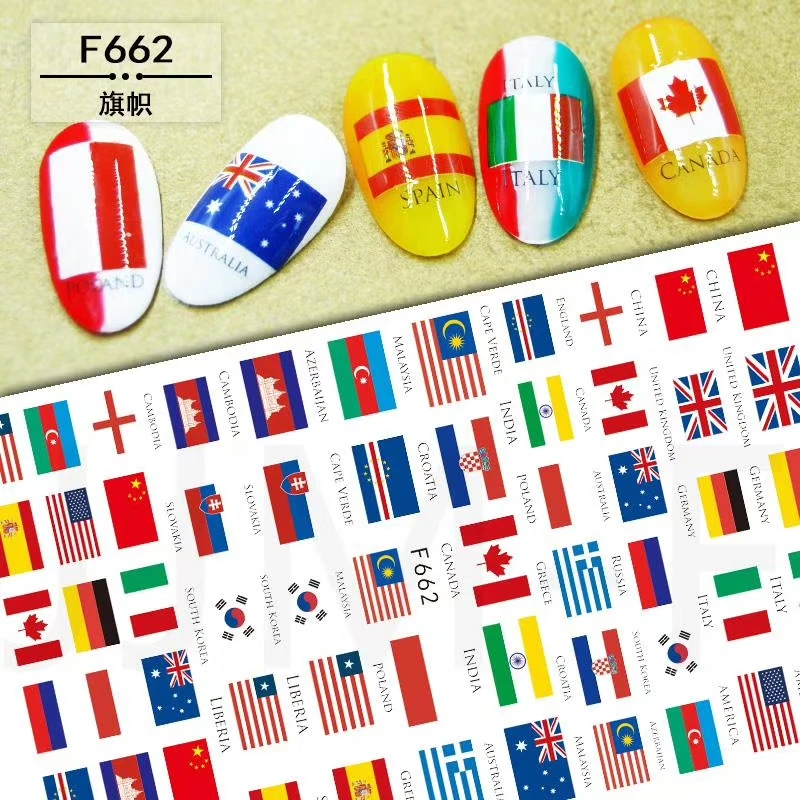 

1Pc Embossed 3D Nail Stickers Flower Butterfly National flag Nail Art Stickers Decals Adhesive Manicure Nail Art Tips Decoration