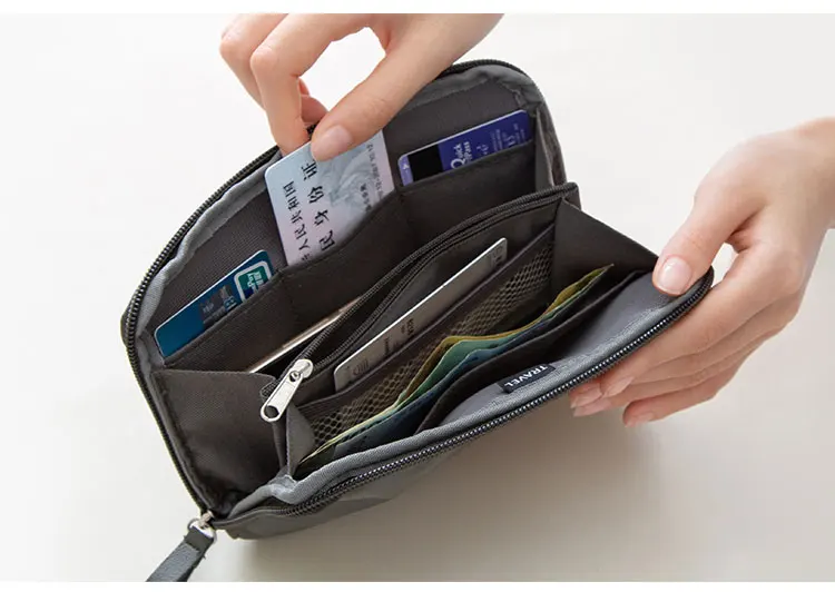 Travel Digital Pouch Nylon Travel Passport Case Multi Purpose Zipper Card and ID Holder Cable Gadgets Organizer