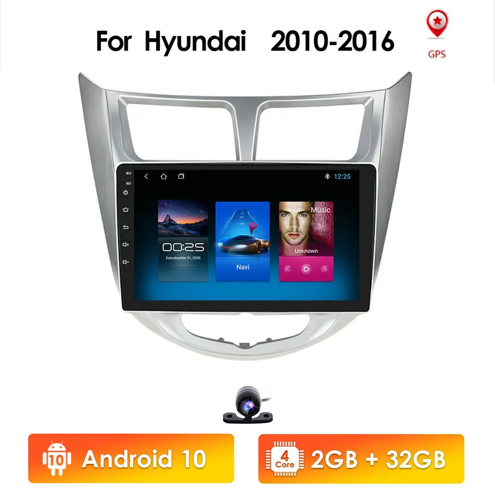Андроид 10 автомобиля GPS навигации головное устройство для Hyundai Solaris Accent Verna