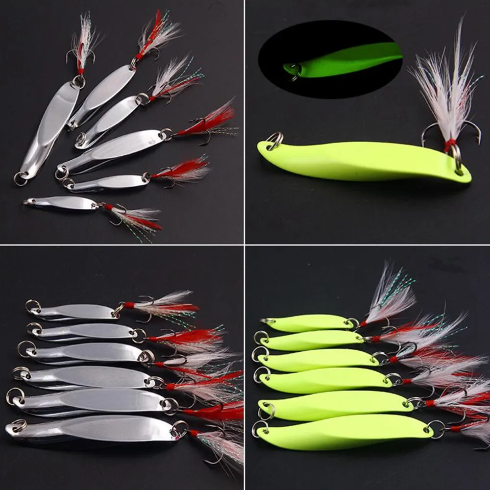 Длинная литая металлическая блесна 1 шт. скошенные светящиеся блестки 7/10/15/20/30/40 г