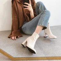 2020 new womens leather ankle boots round toe thick bottom zipper shoes women fashion mirror winter shoes size 33 42
