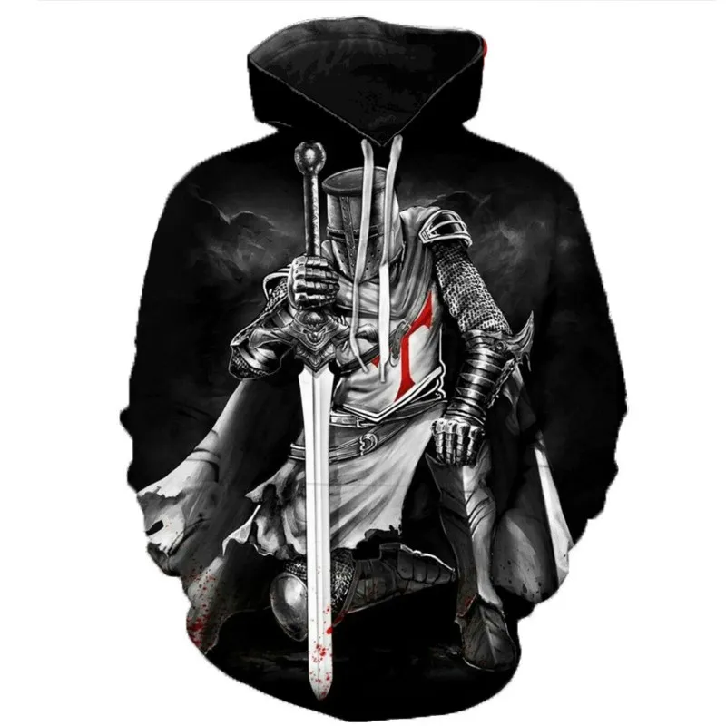 

The latest Knights Templar 3D printed hoodie autumn men's and women's hooded sweatshirt streetwear oversized pullover jacket