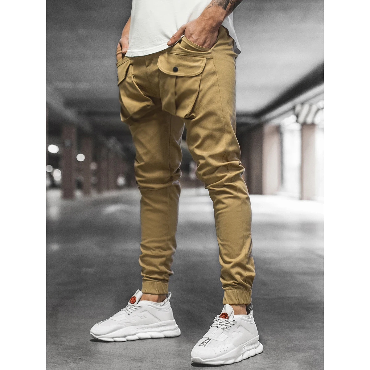 

New Men's Fashion Tethered Pants 3d Pocket Casual Pants