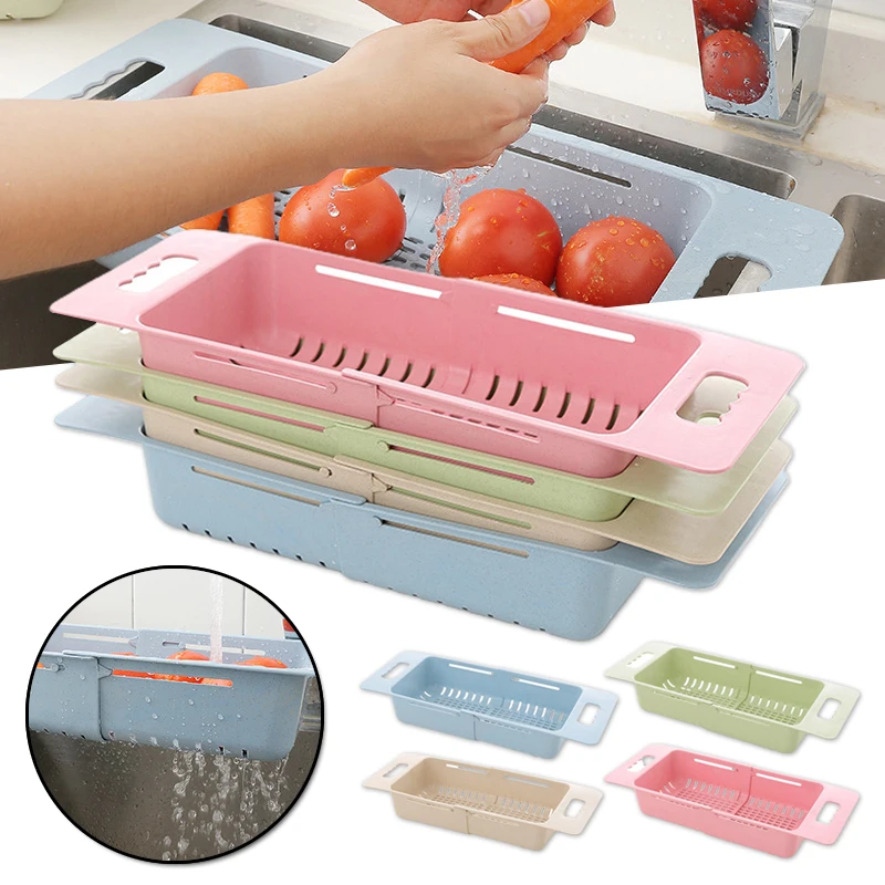 

Extendable Over the Sink Colander for Washing Vegetable Fruit Basket Adjustable Dish Drainer Sink Drain Tool Kitchen Supply