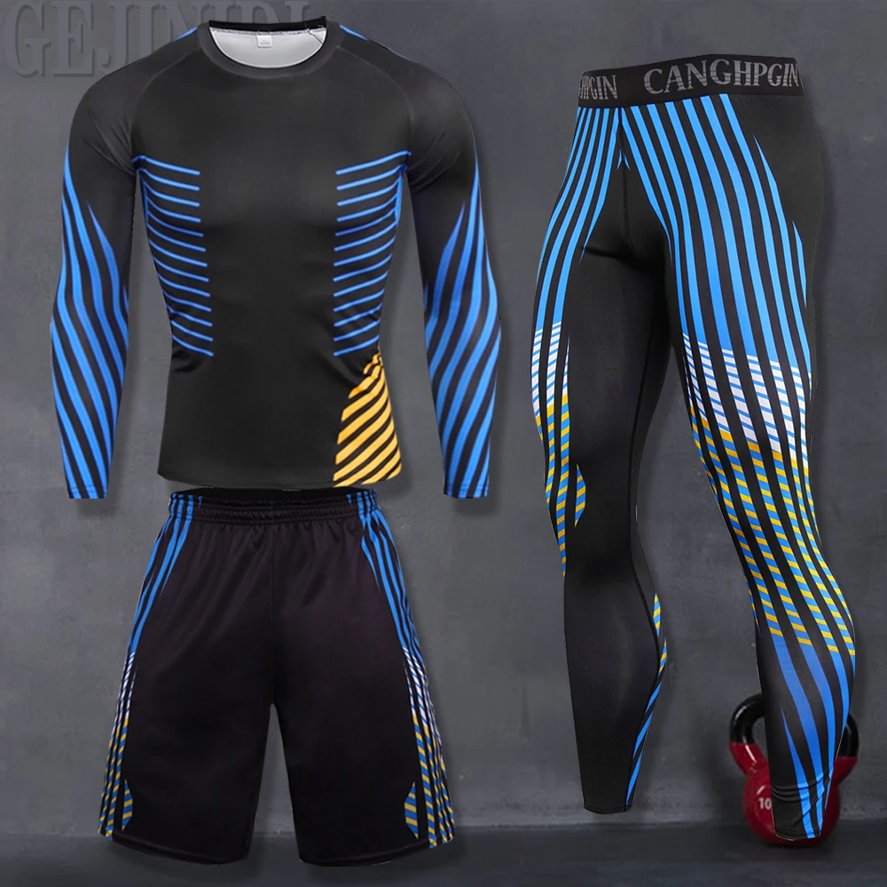 

Newly listed 3-piece compression suit men's quick-drying suit sports running suit jogging gym sports fitness suit
