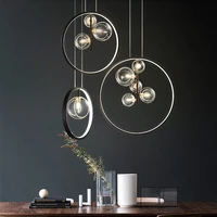 nordic led metal ring bubble glass pendant light dining room bedroom corridor lighting ceiling designer home interior decoration