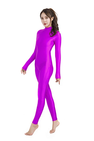 fuchsia Женский комбинезон с длинным рукавом, боди для балета, лайкра, спандекс, цельная водолазка, Одежда для танцев, мужские костюмы зентай - Цвет: fuchsia