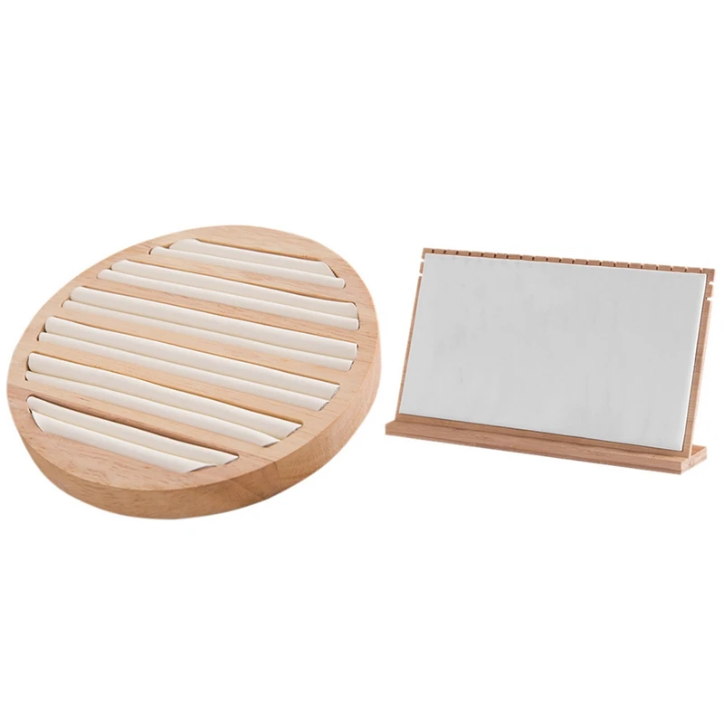 

1 шт. Вертикальная Съемная большая подставка для демонстрации ожерелья и 1 шт. поднос для демонстрации колец деревянная подставка для колец