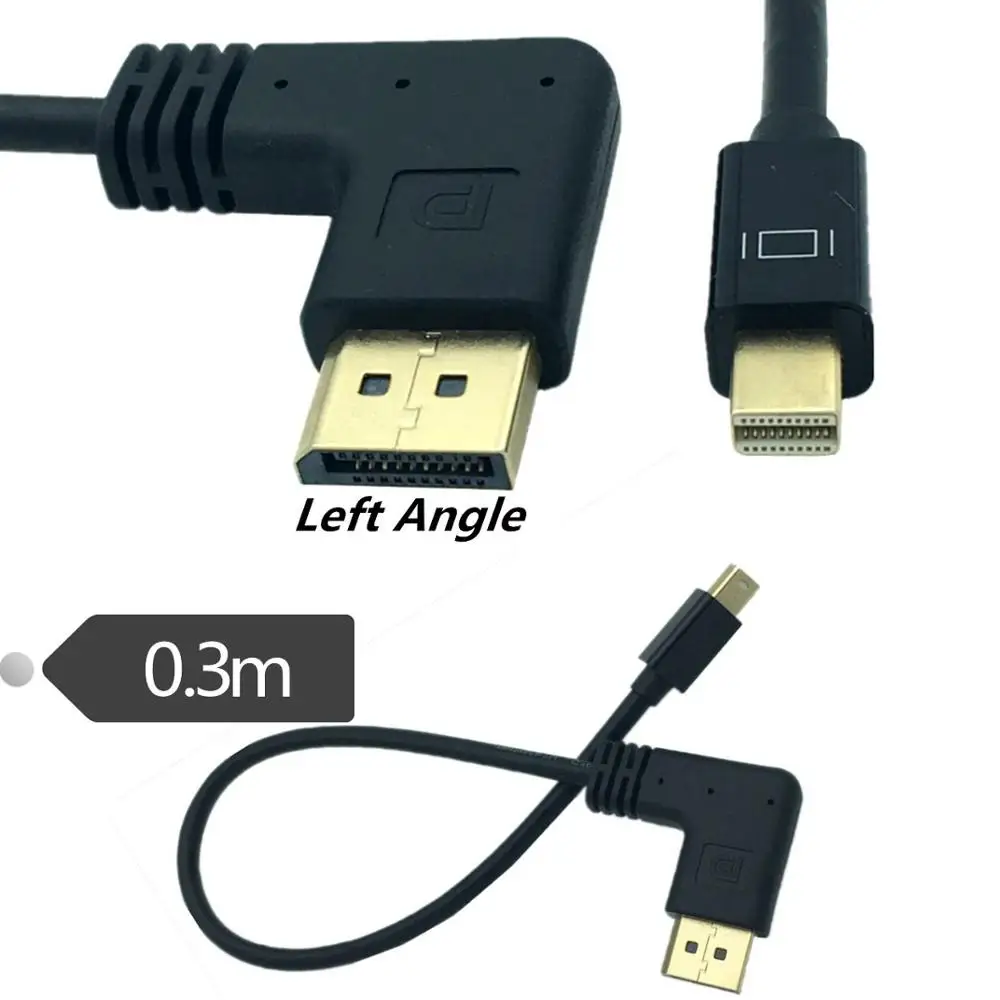 

DisplayPort 90° Angle Male to Mini DisplayPort Male Video Cable Adapter - .0.3M