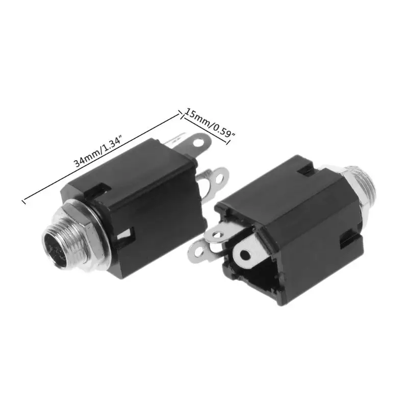 

10pcs 6.35mm Plug Sockets PJ-612 3-Pin Connector With Screw Nut