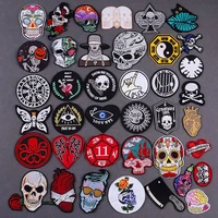 skull hippie punk clothes embroidery patch applique heart horror ironing clothing sewing decorative badges patches for clothing