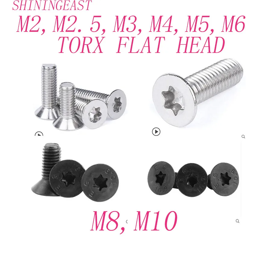 Шестигранные винты безопасности из углеродистой стали 304 черного цвета с плоской