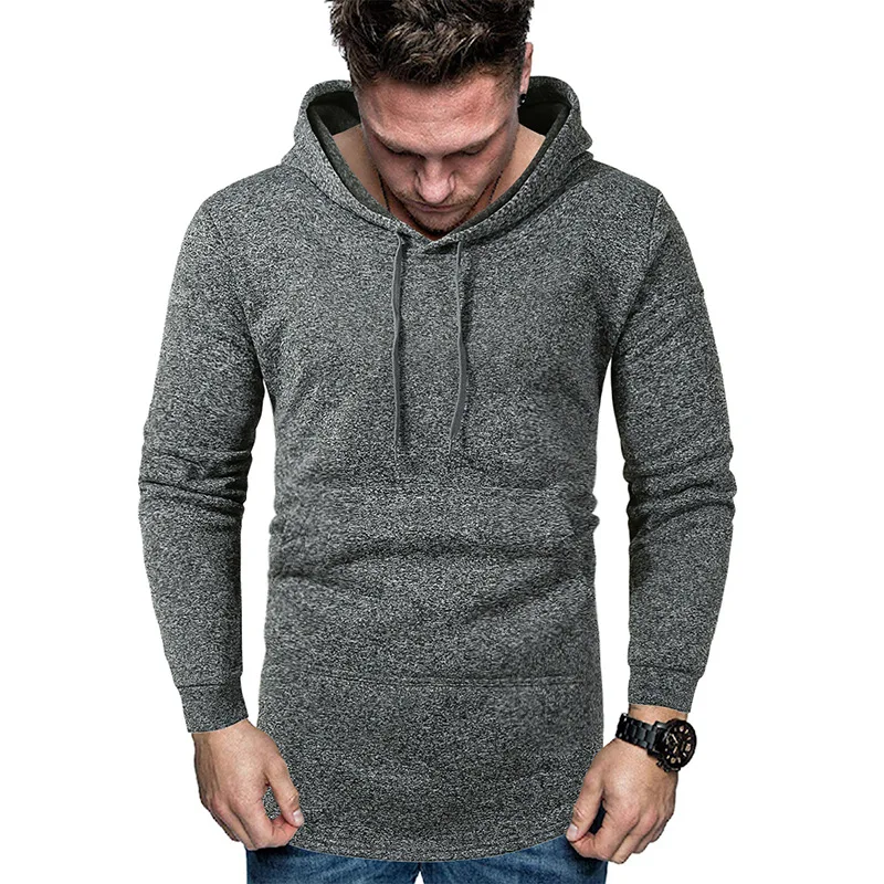 

29021 autumn men's brand European new fashion snowflake solid color long men's Pullover Hooded Sweater high quality goods