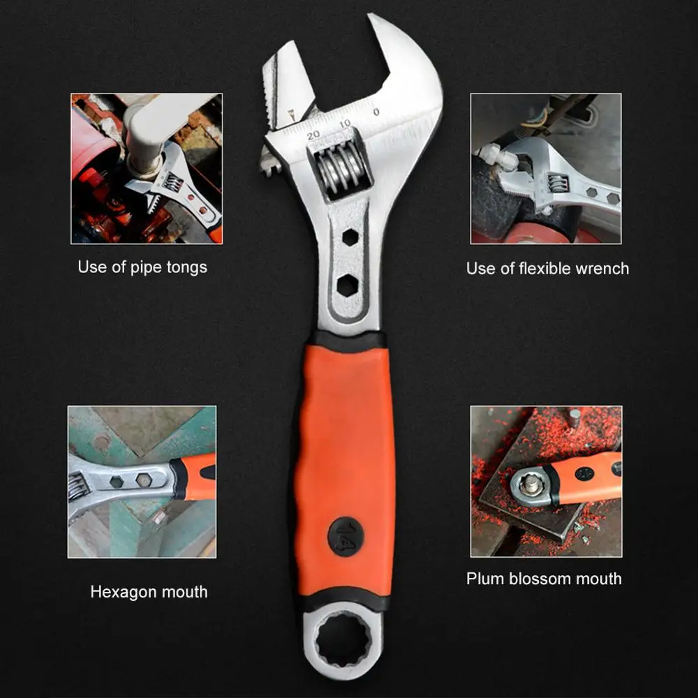 

8/10/12 Inch Wrench Chromium Vanadium Alloy Wrench Repair Tool Multifunctional Non-slip Spanner Hand Tools Wrench