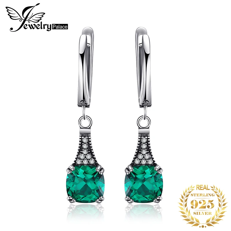 Jewelrypalace классический 2.9ct Nano подушки русский имитации Изумрудный клип серьги