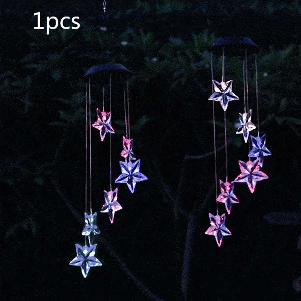Led Solar-Powered Star Lights Solar Wind Chime Light Transparent Hummingbird Color Colourful | Лампы и освещение