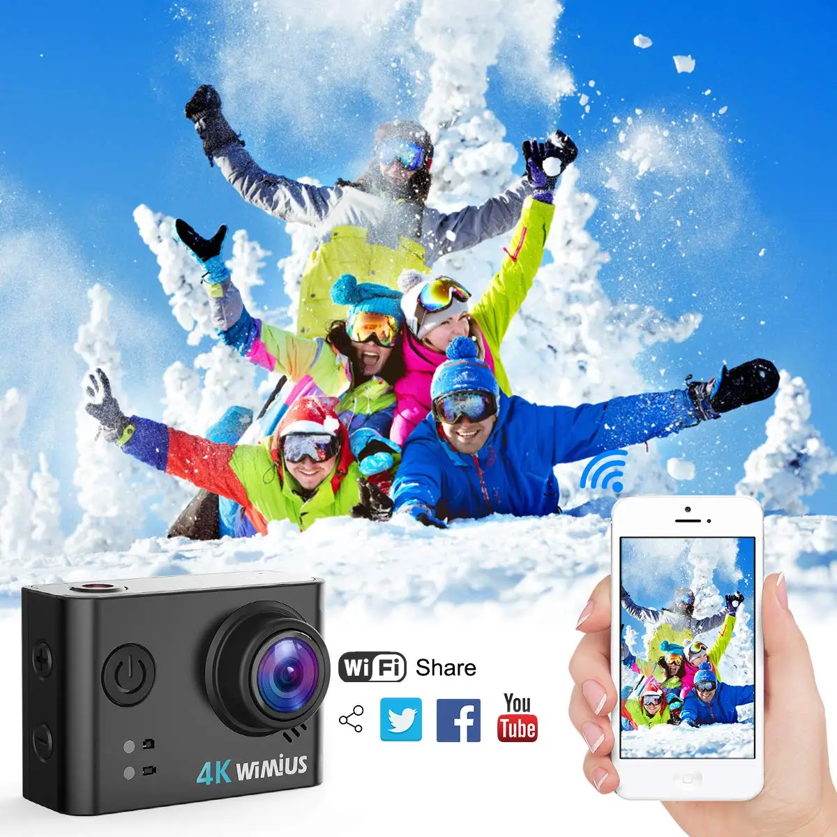 Wimius L2 Высококачественная Спортивная экшн-видеокамера s 4K WiFi Спортивная Экшн-камера HD 170 градусов 30 м Водонепроницаемая видеокамера DV