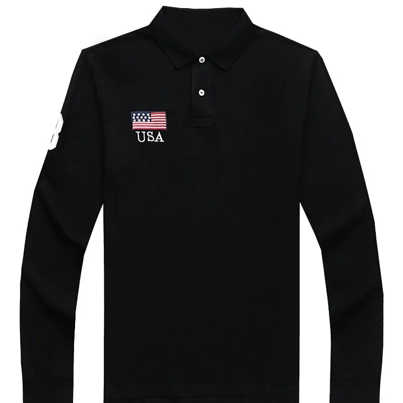 

High Quality Hombre Men 100%Cotton Long Sleeve Casual Big Horse Polo Shirt Camisa Masculine Homme Fashion Golf Polo Shirt
