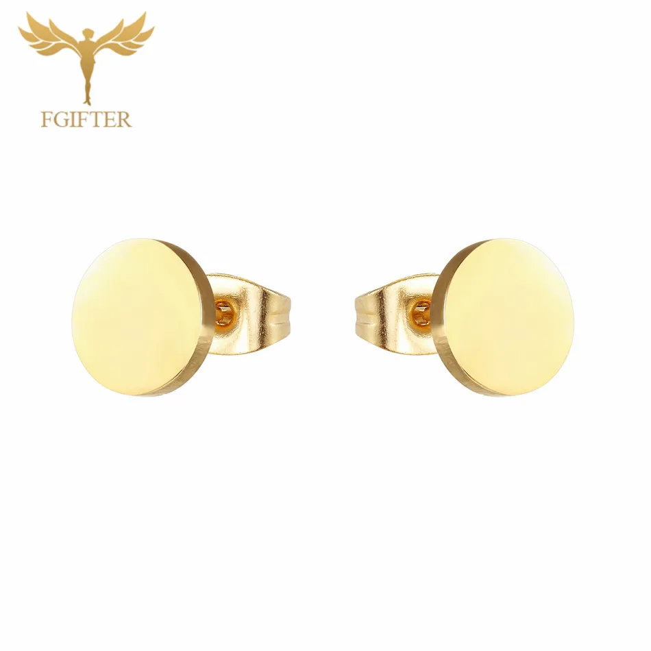 Round earrings 12pairs/lot Wholesale Star Earrings Set Man Woman Girl Stud Earring Gold Stainless Steel Jewelry Fashion Jewellery - Окраска металла: Round earrings