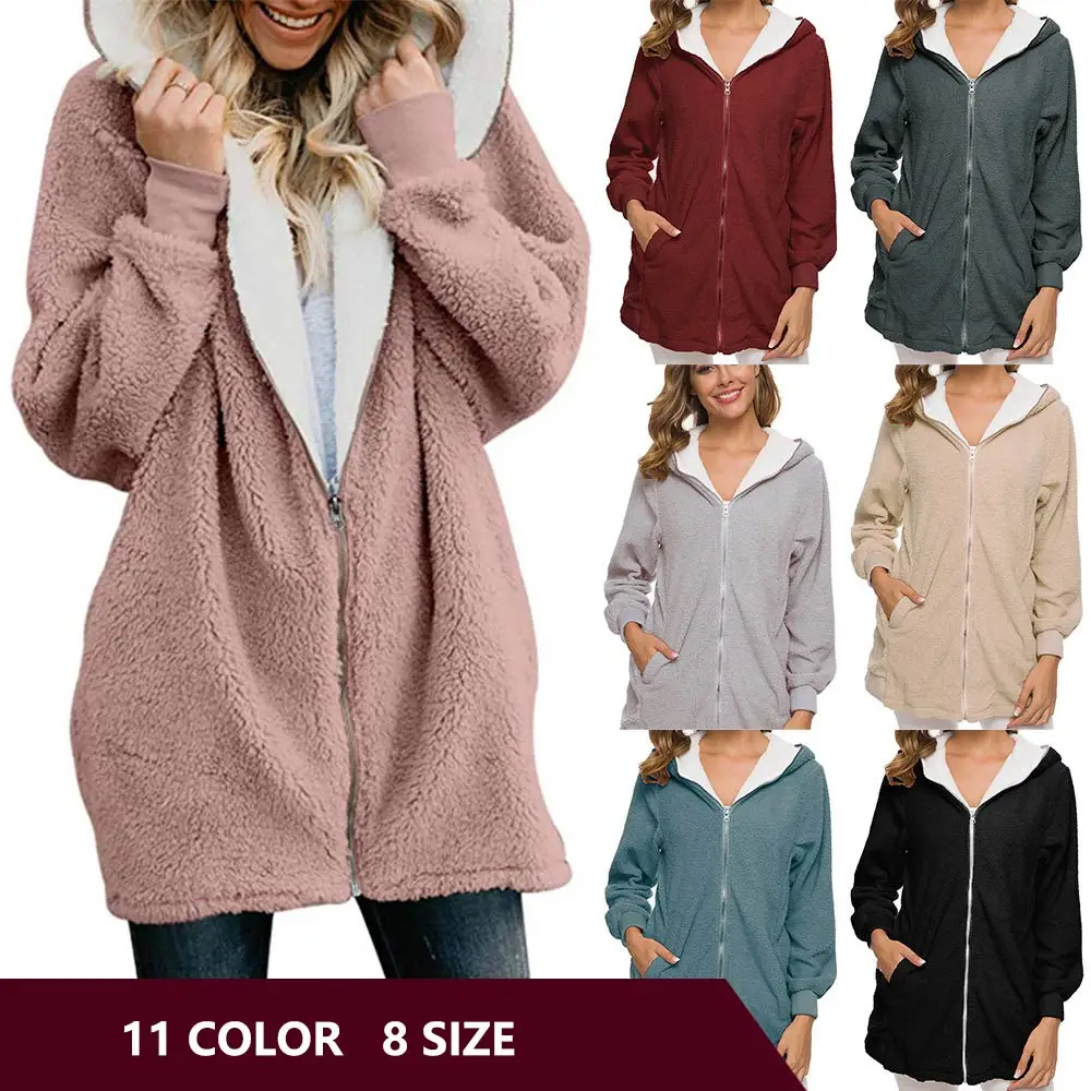 

winter coat women clothes hoodies zipper long sleeve solid female outwear casual basic jackets women coat sweatshirts