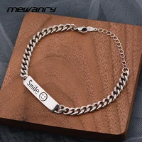 mewanry 925 steamp bracelet for women fashion vintage party simple design cute smiley thai silver jewelry birthday gift