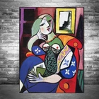 Женщина с книгой Пикассо холст настенные картины художественные плакаты и принты Сюрреализм искусство холст картины для гостиной
